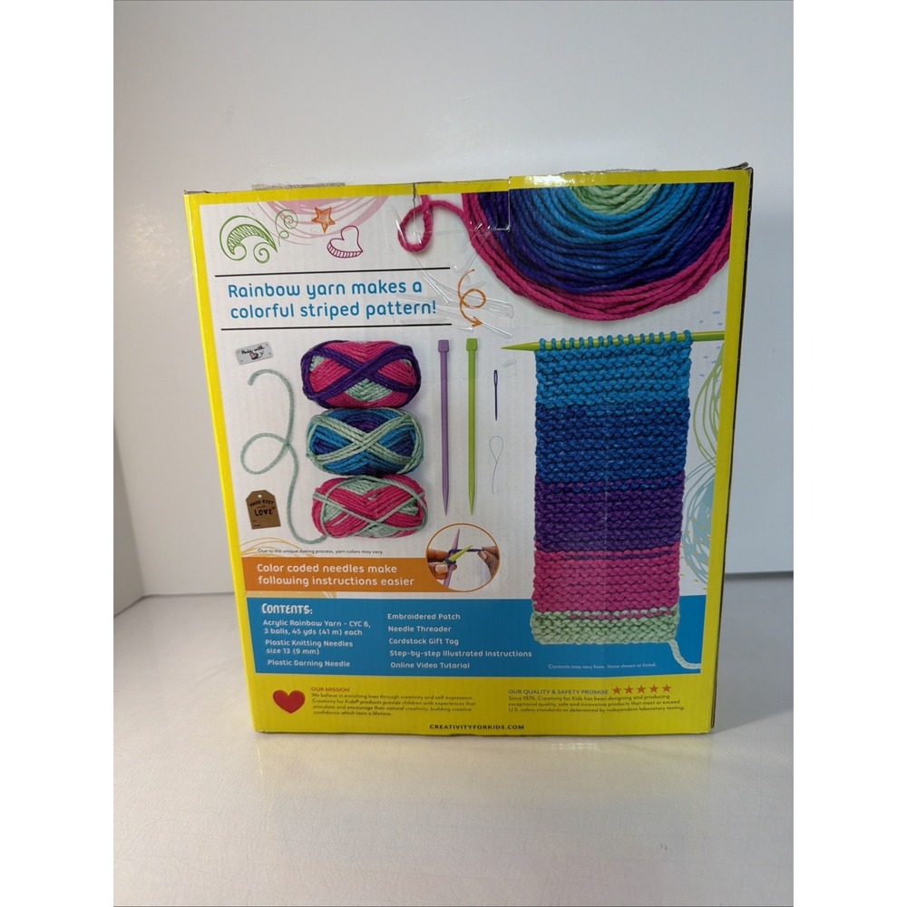 Learn to Knit Pocket Scarf Kit Lion Brand Yarn Colorful Yarn/Needles Open/Unused - Picture 5 of 9